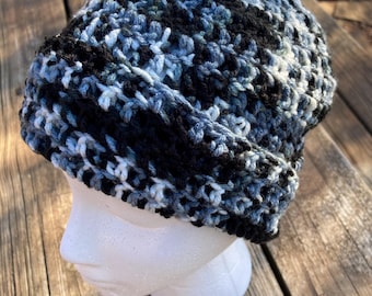 Crochet Black and White  Beanie