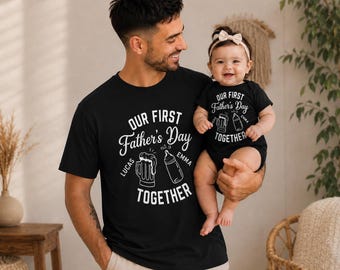 Our First Fathers Day Shirt, Personalized Dad Shirt, Custom Father Child Names Shirt, New Dad Gift, Daddy Shirt