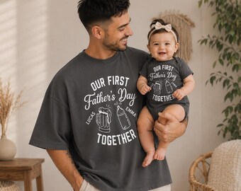 Personalized Father's Day Png, Our First Father's Day, Custom Matching Shirt, New Dad Gift, 1st Fathers Day, Digital Download