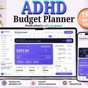 ADHD Budget Planner App | Paycheck Budget, Bill Tracker, Debt Tracker, Spending & Savings | Calm Budget Dashboard, Offline, No Subscription.