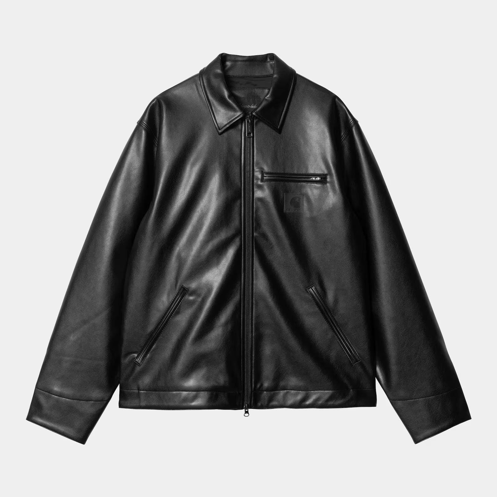 ジャケット・アウター Carhartt DETROIT LEATHER JACKET Carhartt Detroit Leather Jacket – Black Leather Workwear Zip