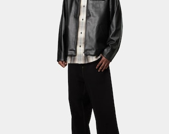 Chaqueta de cuero Carhartt Detroit – Chaqueta de trabajo de cuero negra con cremallera