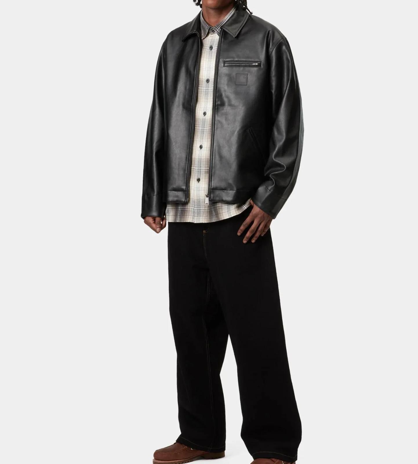 Carhartt Detroit Leather Jacket – Black Leather Workwear Zip