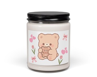 Kawaii Bear Hug Candle Scented Soy Candle | 9oz Jar