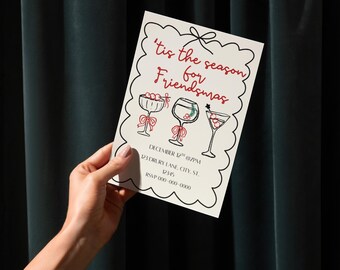 Friendsmas Invitation Template | Editable Holiday Party Invite | Instant Download