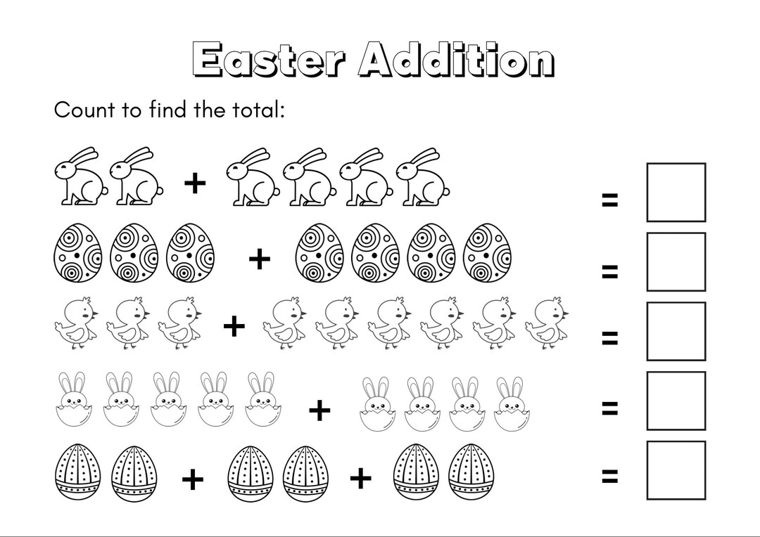 Easter Addtion Worksheet.pdf Easter Addition Worksheet| Instant Download| Printable | K-2nd Grade - Etsy