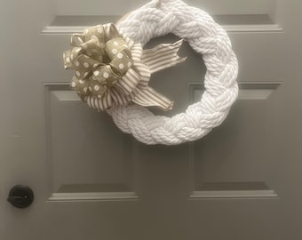 Braided Rope Wreath: white