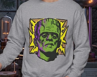 Frankenstein Monster Sweatshirt, Retro Comic Halloween Crewneck, Pop Art Horror Sweater, Vintage Monster Shirt, Halloween Gift For Him