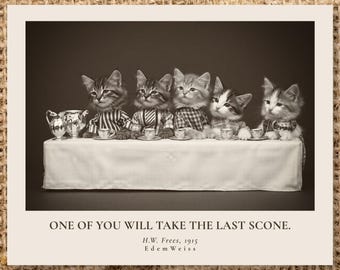 Last Supper Cat Parody Photo 1915 | Christian Mom Gift | Funny Kitchen and Break Room Sign | Faith Based | Physical & Digital
