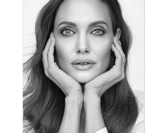 Angelina Jolie Portrait | Black and White Fine Art Print | Celebrity Photography