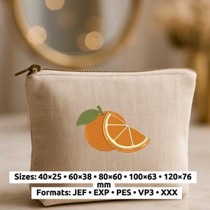 Broderidesign med apelsinskiva, maskinbroderifil med sommarcitrus av YOLA