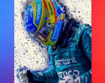 Póster de Fernando Alonso de Aston Martin F1 - Arte mural
