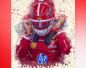 Póster de Charles Leclerc de Ferrari F1 - Arte mural