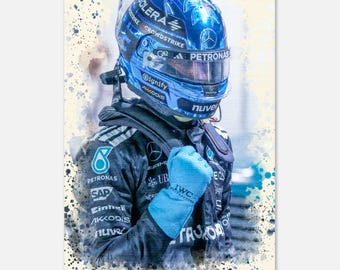 Póster de George Russell Mercedes F1 - Impresión artística del piloto