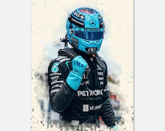 Celebración de la victoria de George Russell en el Gran Premio de Australia de 2026 - Arte mural de F1
