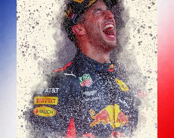 Póster de Daniel Ricciardo de Red Bull Fórmula 1 - Arte mural