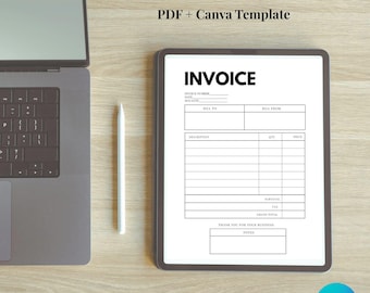 Minimalist Invoice Template | Editable Billing Form (PDF Download + Canva)