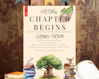 Storybook Baby Shower Invitation Bundle, Animal Canva Template (Digital Download)