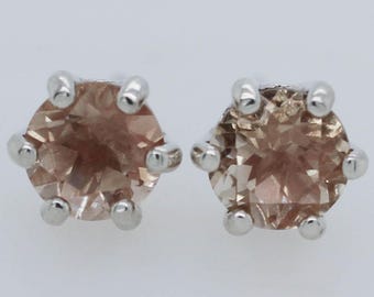 Oregon Sunstone Bold Pink Schiller Stud Earrings in Sterling Silver 6mm, 1.65 ctw #br6mmbs2