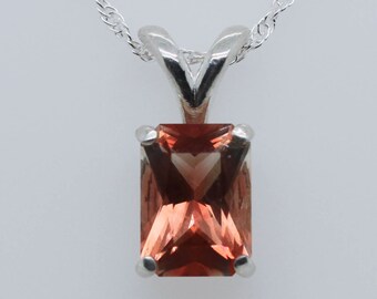 Oregon Sunstone Red Necklace in Sterling Silver 1.1carat 8x6mm #2883