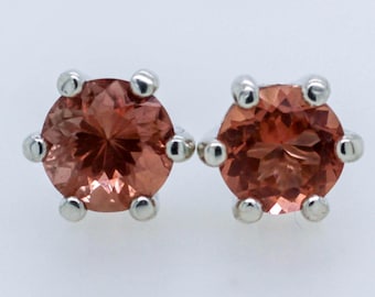 Oregon Sunstone Pink Schiller Stud Earrings in Sterling Silver 5mm, .85tcw #2949