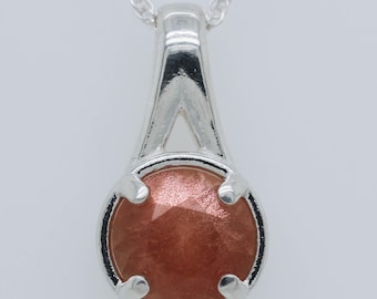 Oregon Sunstone Pendant Bold Pink Schiller in a Designer Sterling Silver setting 1.2c #4337