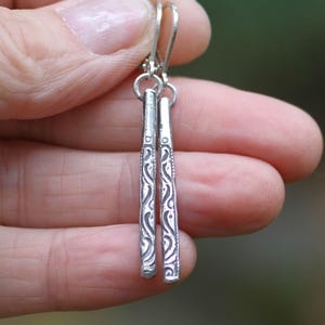 Sterling Silver Dangle Earrings Handcrafted Scroll Design