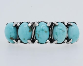 American Turquoise and Sterling Silver Cluster Ring size 7