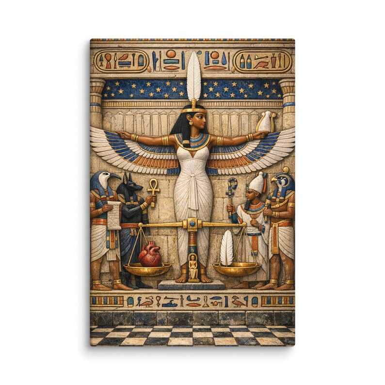 Ma’at – Goddess of Truth & Balance | Egyptian Justice Canvas Art