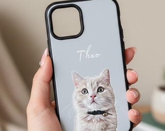 Personligt telefonskal för husdjur med foto och namn – Personligt iPhone-skal för hund och katt – Gåva till husdjur