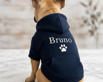 Personlig broderad hundhuvtröja – Huvtröja för franska bulldoggar – Husdjurskläder med namn och design