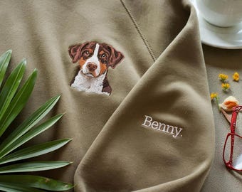 Felpa personalizzata con ritratto di cane o gatto ricamato • Felpa con cappuccio con foto • Regalo originale per gli amanti degli animali