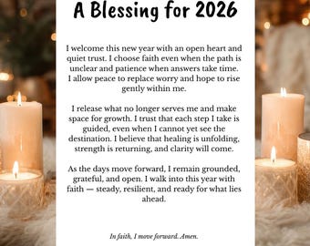 2026 New Year Blessing Card, Christian Prayer (Digital Download)