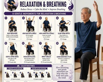 Zestaw ćwiczeń na krześle Tai Chi | Delikatne ćwiczenia w pozycji siedzącej (PDF) (4 przewodniki) | Treningi na krześle Tai Chi dla mężczyzn, wydrukowana tabela ćwiczeń na krześle w formacie PDF