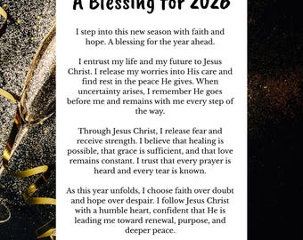 2026 New Year Blessing Printable, Christian Prayer (Digital Download)