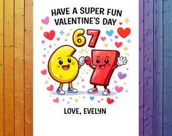 67 Valentine's Day Cards for Kids & Tweens: Editable Printable 6-7 Class Gift Tag