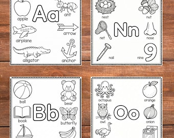 Alphabet Coloring Pages A-Z, Preschool Printable Activity (PDF Download)