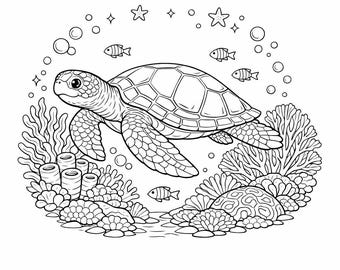 100 Cute Ocean Animals Coloring Pages Adult and Kid Coloring Pages Printable Digital Instant Download PDF Best Selling Popular