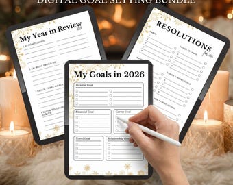 2026 Goal Setting Printable Bundle – New Year Reflection Cards (PDF)
