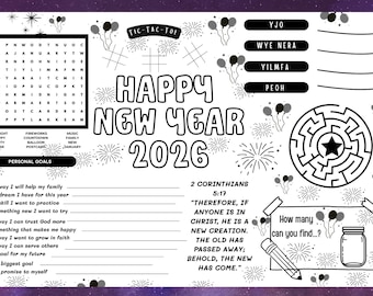 2026 New Year Activity Placemat, Christian Coloring Page (Printable PDF)