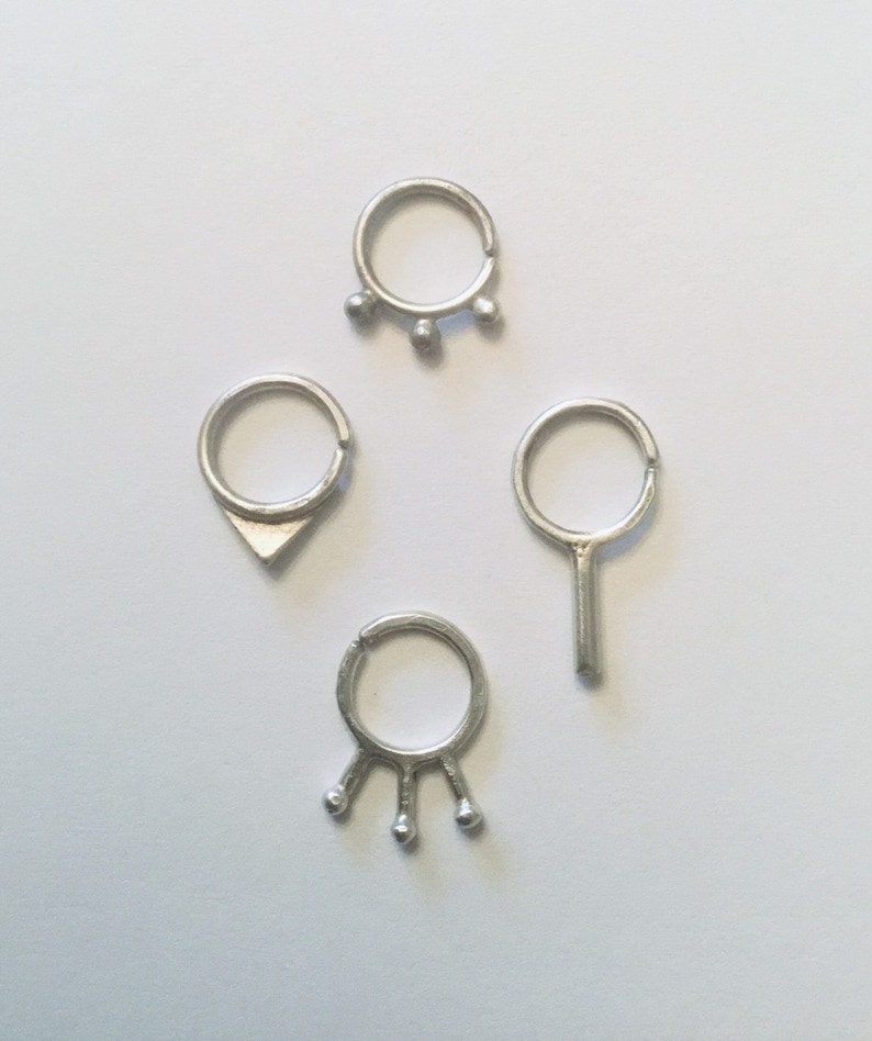 Pendant Septum Ring Silver Tribal Nose Ring