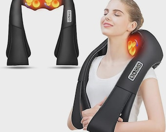 Electric Shiatsu Neck Massager with Heat – Deep Tissue Shoulder Pillow for Stress Relief
