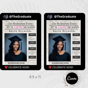 Graduation Newspaper Flyer| Graduation Invite| Grad Announcement| Graduation Poster| Graduation Magazine| Graduation Party |Graduation Evite image 3