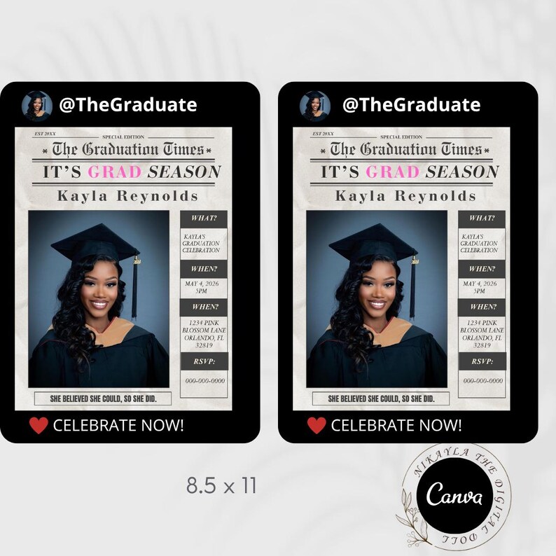 Graduation Newspaper Flyer| Graduation Invite| Grad Announcement| Graduation Poster| Graduation Magazine| Graduation Party |Graduation Evite image 3