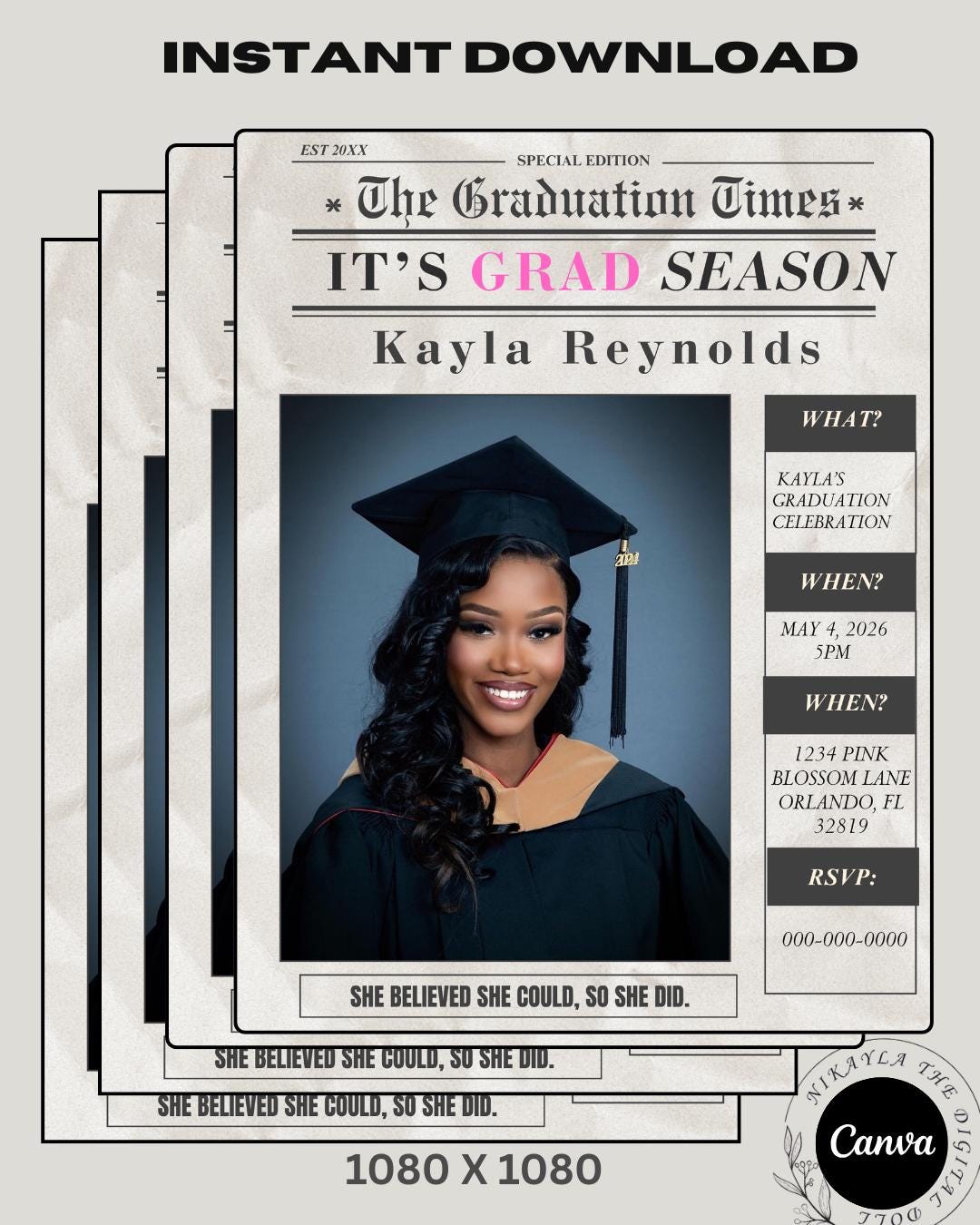 Graduation Media Guide Graduation Newspaper Flyer| Graduation Invite| Grad Announcement ...