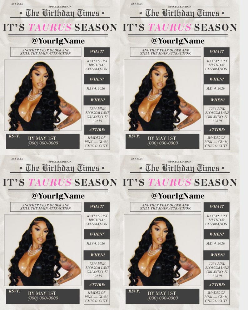 Newspaper Birthday Flyer Template, Digital Birthday Invitation, Birthday Itinerary, Newsletter Template, Custom Newspaper, image 11