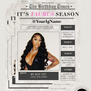 Newspaper Birthday Flyer Template, Digital Birthday Invitation, Birthday Itinerary, Newsletter Template, Custom Newspaper, image 9