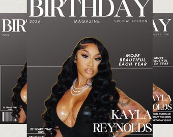 Birthday Magazine Cover Template | Editable Birthday Invitation| Canva Birthday Flyer|  Custom Magazine|  Magazine Template | 25th birthday