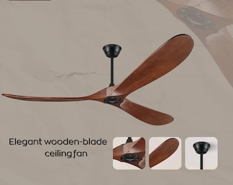 Solid Wood 3-Blade Ceiling Fan with Remote