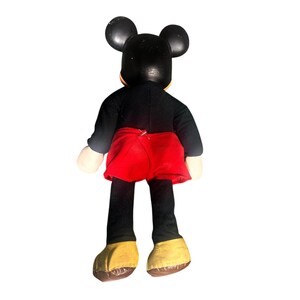 vintage Mickey Mouse en peluche pour poupée, peluche, personnage classique, short rouge, noir image 2